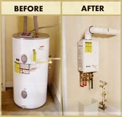 tankless water heater before after