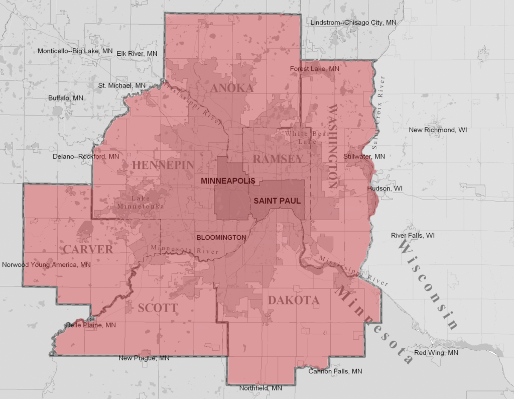 Minneapolis Counties Map